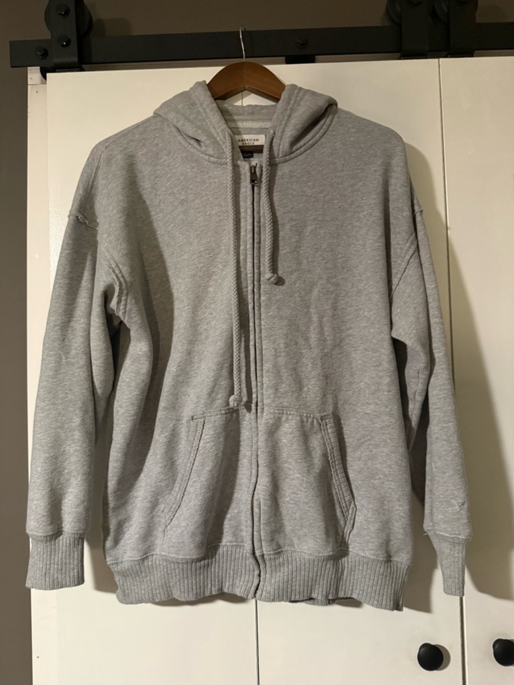 American Eagle Classic Gray Zip-Up Hoodie Sweatshirt - XS/S